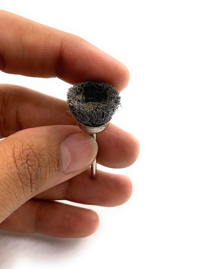 Aone Steel Wire Cup End Brush 10pcs for Satin/Brushed Finish, Rust Removal & Cleaning for Dremel Rotary Tool, Micro Hand Motor, Polishing Motor for Jewellery Making, Watchmaking, Model Making - Image 3